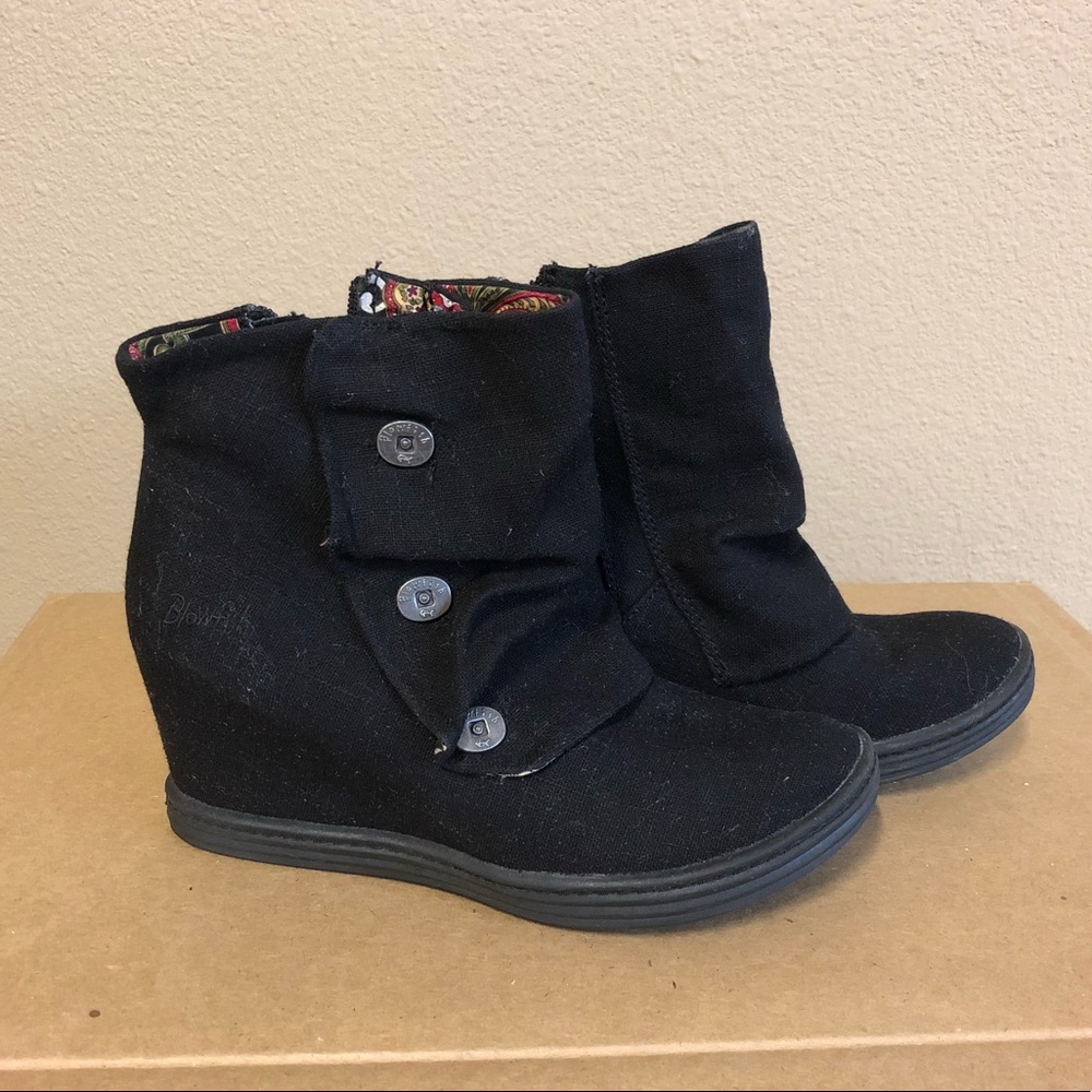 Blowfish Black wedge ankle boots booties size 7.5
